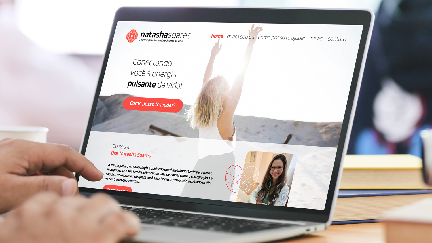 Free Person Working on Laptop Website Mockup